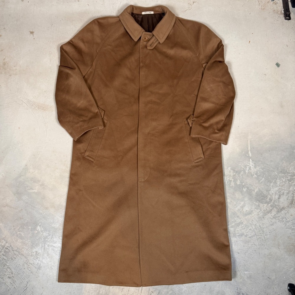 Trussini Loro Piana Superfine Wool Overcoat Camel Brown Made in Italy Size 58 XL